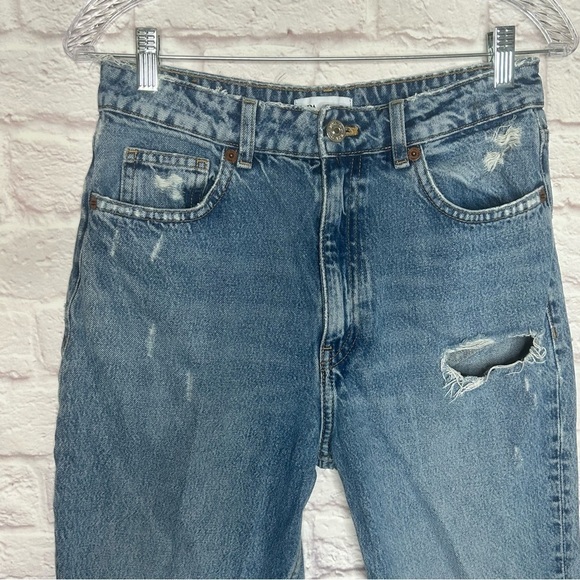 Zara Distressed High Rise Slim Fit Jeans - Picture 4 of 13